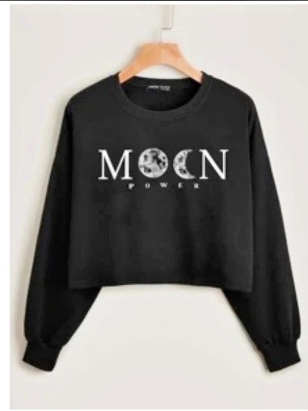 Black Graphic Cropped Sweatshirt